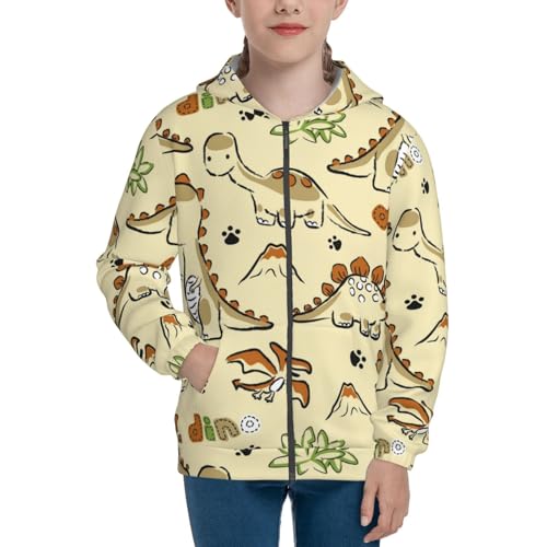 Cartoon Dinosaurs,Cute Dino Kids Pullover Hoodies Boys Zip Up Sweatshirts Girls Athletic Clothes with Pocket3