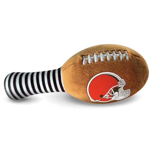 Image of Cleveland Browns Plush Football Rattle by Smilo - Officially Licensed NFL Baby Rattle Toy - Soft Baby Rattle with Bell - for Babies and Toddlers from 3 Months