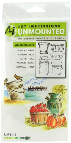 Art Impressions 4111 Watercolor Series WC Containers Rubber Stamp