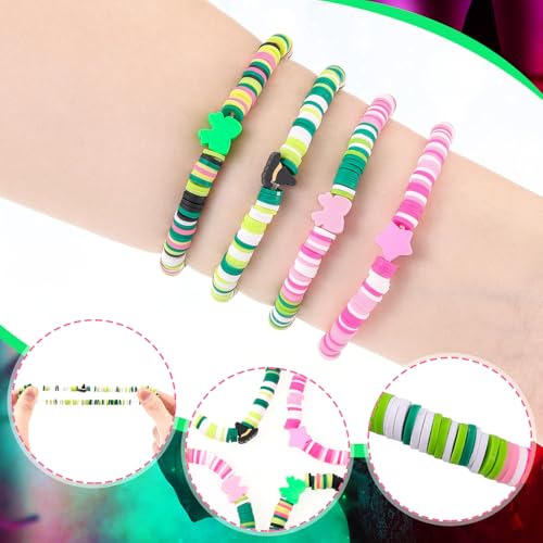 24 Pcs Witch Party Favors Witch Friendship Matching Bracelets Bulk Pink and Green Party Supplies Wizard Hat Princess Clay Beaded Bracelets Accessories for Movie Fans Birthday Woman Gifts4