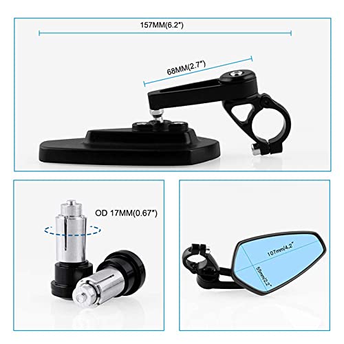 Sporacingrts 7/8" 22Mm Motorcycle C-N-C Bar End Rear View Mirrors For Grom Msx-125 Cb500F / Kawasaki Z750 /Er-6F / Er-6N / Ya-Maha Mt-01 / Mt-03 / Tdm-900 / Fz1 / Fz6 / Suzuki Gs-F1250 / Gs-F600 #TOP4