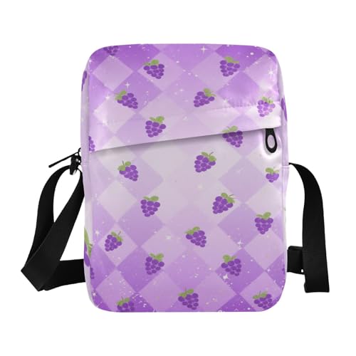 messenger bags for women cross body bag Purse Bag Adjustable Strap for School School- Purple Grape Glitter