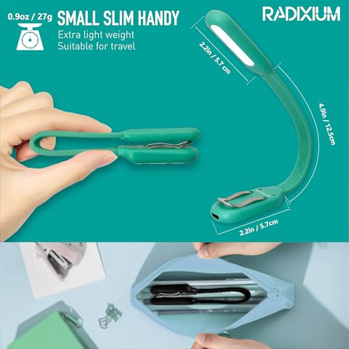 Image of Slim Rechargeable Book Reading Light, Eye Caring LED with 4 Color Temperatures, Portable Clip on Book Light for Reading in Bed & Travelling. Prefect Elegant White Gift for Book Lover.(Green)