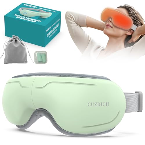 Eye Massager with Heat and Compression - Avocado Green Heated Eye Mask with Vibration, Bluetooth Music, 6 Modes, Rechargeable 1000mAh Battery for Eye Strain, Dry Eyes, Migraines Relief