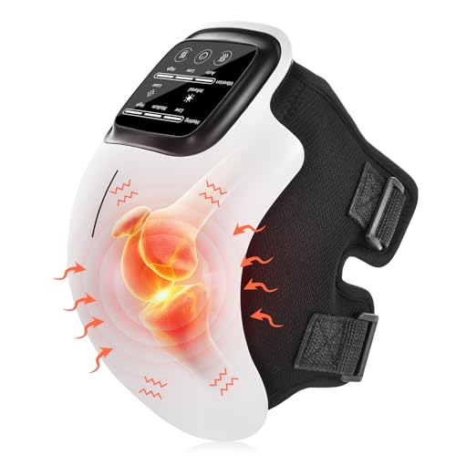Red Light and Massage Therapy, 3-in-1 Smart Knee Massager, 3 Vibration Modes and 3 Heating Levels, LED Vitality Joints Knee Massager, 48CM Strap (Fits 15