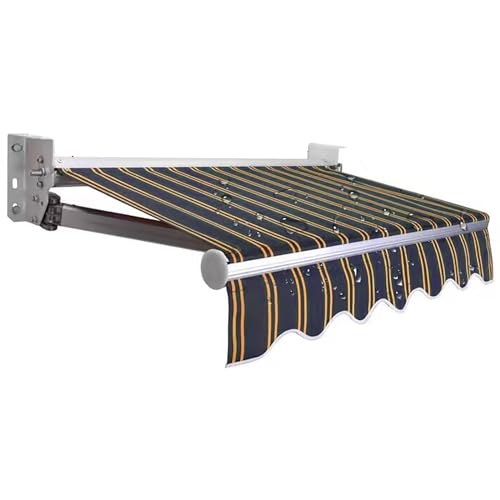 Retractable Patio Awning 200×150cm Wall Mounted UV Protection Waterproof Adjustable Angle Articulated Arm with Hand Crank for Balcony & Sun Shade