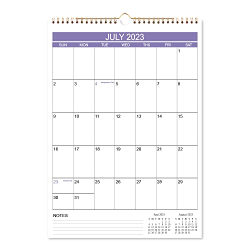 2023-2024 Calendar - Wall Calendar 12 Monthly With Thick Paper, Monthly Calendar With Twin-Wire Bound, July 2023 - June 2024, 17" X 12", Vertical, Purple #TOP14