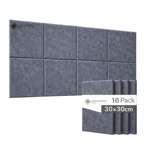 Image of YGM Acoustic Foams Luxury PET Felt Acoustic Self Adhesive Panels, 10 MM Thick, Sound Absorbing Panels for Wall | Room Noise Reducer & Sound Dampening (Midnight Grey, 1x1 Foot - 16 Panels)