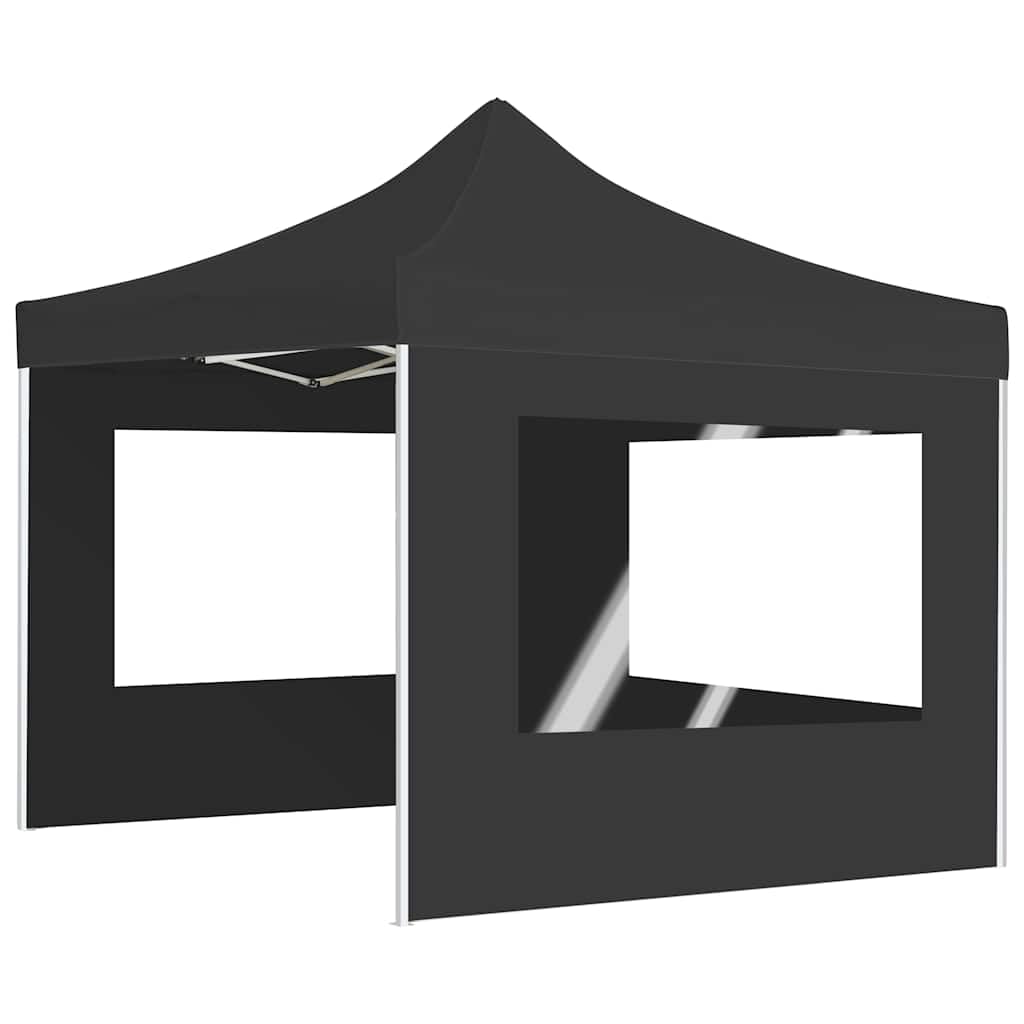 Gazebo pieghevole in alluminio con pareti, 2 x 2 m, grigio