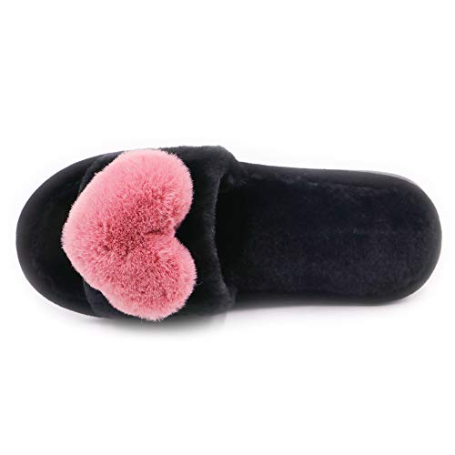 Crazy Lady Women's LOVE Slippers Fuzzy Fluffy Memory Foam House Shoes Open Toe Indoor and Outdoor3