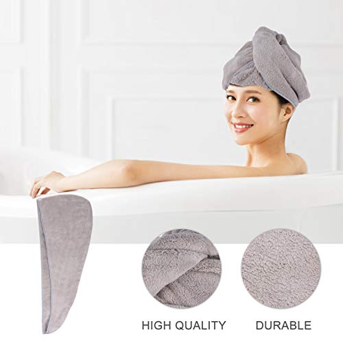 Lurrose 2 Pcs Toalha de Cabelo de Microfibra Toalha de Cabelo de Secagem Rápida Com Botão Absorvente