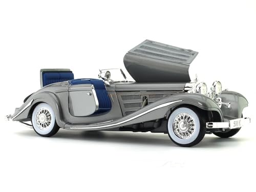Image of 1936 Mercedes-Benz 500 K 1:24 Diecast Scale Model Alloy Metal Pull Back Toy car for Kids with Openable Doors & Light, Music Toy Vehicle for Kids - Colors as Per Stock(Design-5)