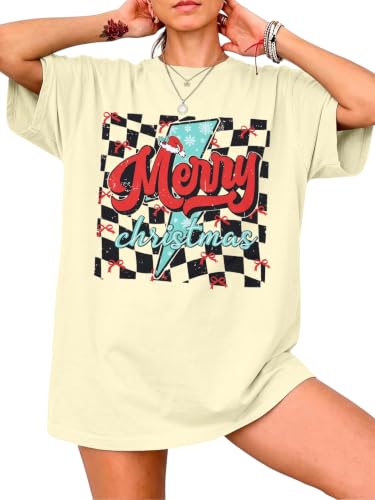 Merry Christmas Oversize Shirts for Women: HoHoHo Print Shirt Xmas Tree Top - image 1