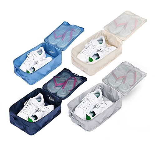 Travel Shoe Bags, Foldable Waterproof Shoe Puches Organizer-Double Layer (Multi-colored4)
