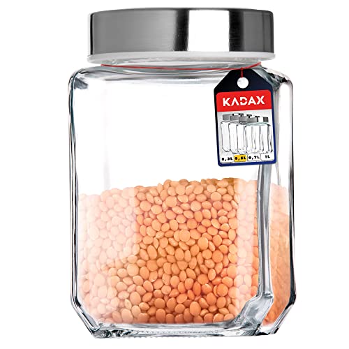 KADAX Barattolo di conservazione, contenitore di vetro con coperchio in plastica, contenitore per alimenti in vetro, barattolo di conservazione per pasta (500ML, bianco)