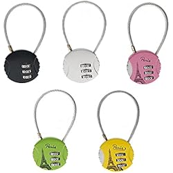 Candado Numerico Decathlon Candado Combinacion Colores, 5 Pcs Candado para Equipaje, Candado de Alambre, Candado Numerico 3 Digitos, Candado Cable Contraseña para Gimnasio Maleta Caja de Herramientas Equipaje, 5 Colores