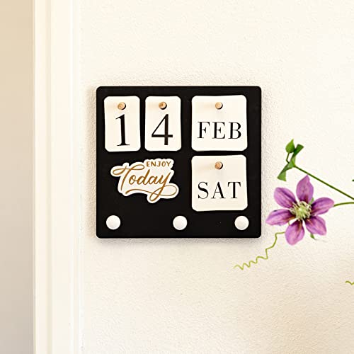 Wooden Wall Perpetual Calendar For Home Office Decor Accessories.Wood Flip Calendar Date Week Month Planner For Wall Decor.Wall Decorative With 3 Hooks For Hanging coats,Keys,Bags.Foldable and Reusable.(BLACK) Wooden Wall Perpetual Calendar For Home Office Decor Accessories.Wood Flip Calendar Date Week Month Planner For Wall Decor.Wall Decorative With 3 Hooks For Hanging coats,Keys,Bags.Foldable and Reusable.(BLACK)