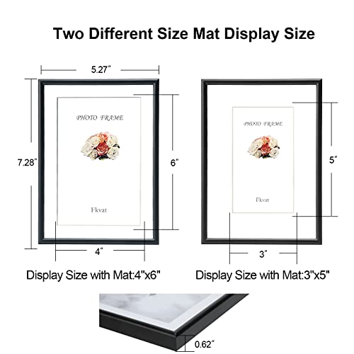 Fkvat 5X7 Picture Frame Set Of 4, Matted Black Simple Modern Thin Aluminum Metal Photo Frame Fits 3X5 And 4X6 With Mat Or 5X7 Without Mat Photo. Display For Tabletop Or Wall Collage. (Horizontal & Vertical). #TOP3