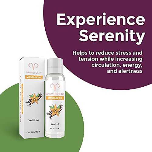 Promescent Vanilla Massage Oil With Essential Oils, Deep Relaxing Full Body Therapy For Men & Women To Relieve Stress & Sore Muscles, Warm Scent (4 Oz) #TOP2