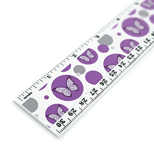 Purple Butterfly 12 Inch Standard and Metric Plastic Ruler
