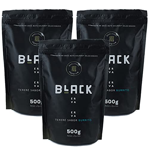 Kit 3x Erva Mate Tereré Black Erva 500g Sabor Burrito