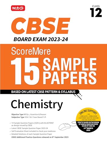 MTG CBSE ScoreMore 15 Sample Question Papers Class 12 Chemistry Book For 2024 Board Exam