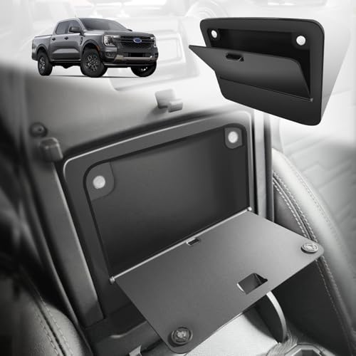 Muslogy Center Console Hidden Organizer Magnet Opening Design Compatible with Ford Ranger 2024 2025 2026 Accessories Armrest Hidden Storage Box Insert Secret Organizer Magnetic Switch