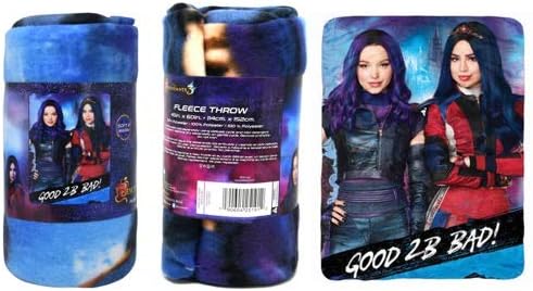 Descendants Disney Fleece Throw Blanket Mal & Evie Good 2B Bad Kids Fleece Throw Blanket for Girls & Boys, Soft & Cozy Lightweight Plush Fabric Bed Cover & Room Decor - Size 45" x 60"