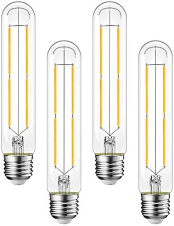 ANWIO E27 Clear Tube Light Bulbs, 7W Edison Long Test Tube Filament Bulbs 60W Incandescent Bulb Equivalent, Vintage T32 LED Light Bulbs Screw, 2700K Warm White,806LM,Non-Dimmable,(4 Pack)