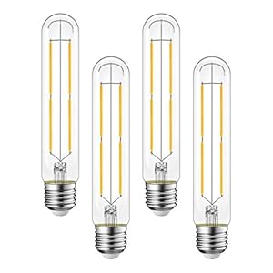 ANWIO E27 LED-lamp T32, vintage gloeilamp in buisvorm, retro verlichting, 7 W, vervangt 60 W, 806 lumen, E27 filament, led, warm wit, 2700 K, Edison-gloeilamp T32, verpakking van 4 stuks