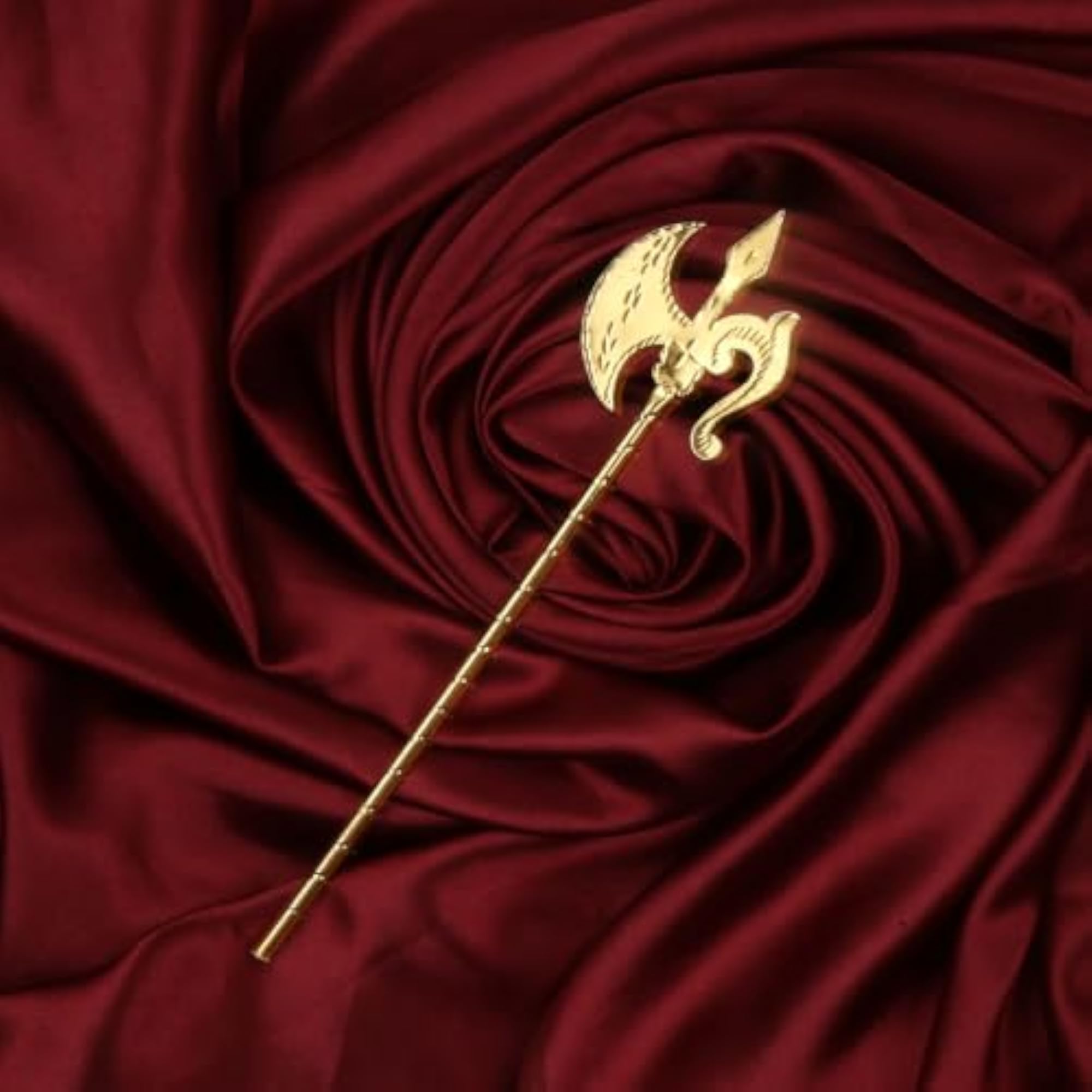 Art Jewellery Traditional Gold Finish Trishul with Temple Design