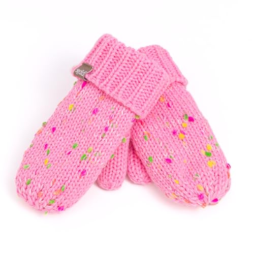 Girls Fun Speckled Knit Mittens for Kids All Ages 1-12 Years, Premium Quality, Fleece-lined, Thick, Cold Weather Essentials