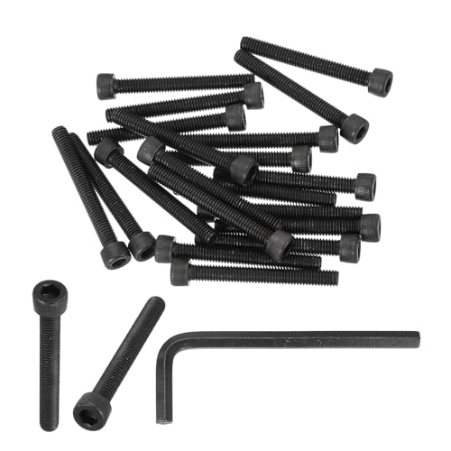 PATIKIL M6 x 50mm Viti A Testa Esagonale Con Innesto A Brugola, 20 Pezzi Grado 12.9 Acciaio Al Carbonio Viti Esagonali Con Innesto A Brugola Per Macchine Con Chiavi Esagonali, Nero