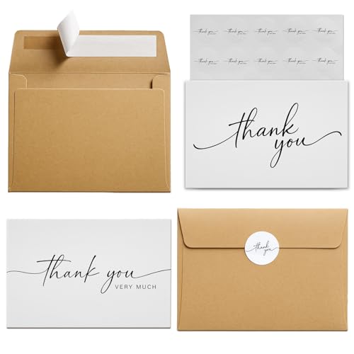 YrrBgo 48 Pack Thank You Cards with Kraft Envelopes