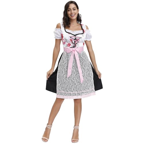 Vestido tirolés de encaje floral para mujer y disfraz de Oktoberfest