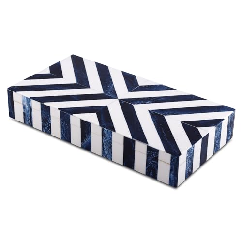 Image of Handicrafts Home Chevron Collection, Storage Organizer Decorative Box Multipurpose Gift - Chevron Blue 12x6x2 inch