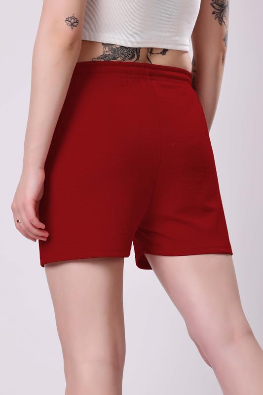 Image of London Hills Shorts for Women Textured Waffle Knit with Pockets for Gym, Sports, Running, Yoga, Cycling, Walk Casual Shorts Or Half Lower, Hot Pant, Half Trouser, Pack of 1, Pack of 2, Pack of 3