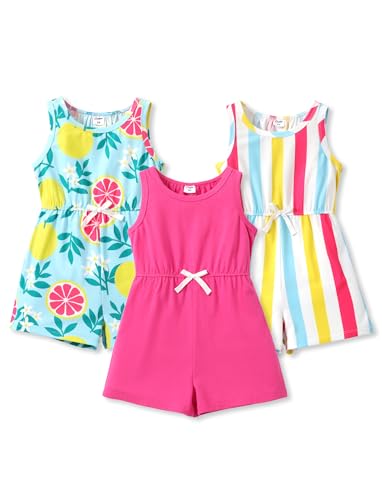 Listado de Ropa Niña al mejor precio. 43 PATPATPAT - Paquete de 3 monos para niñas, lindos monos rosados, para niños, adolescentes, ropa preparada para niñas y niños de 5 a 6 años, Summer Vibe: Azul/Rosa/Blanco, 6-7...