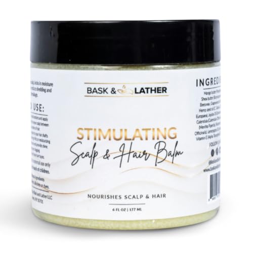 BASK & LATHER Stimulating Scalp and Hair Balm for Hair Growth, Mango & Shea Butter, Nourishing...