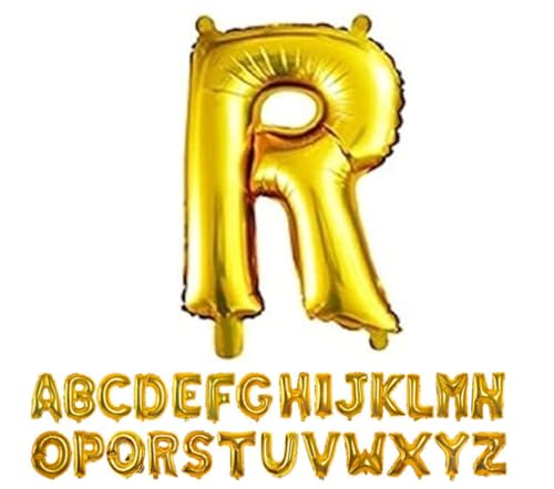 自由 組み合わせ 風船 バルーン アルファベット・数字 誕生日 結婚式 パーティー風船の装飾を作る ゴールド(9-00) (golden R)