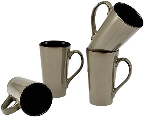 Culver Serenity Cafe Ceramic Mug, 12-Ounce, Granite, Set of 4