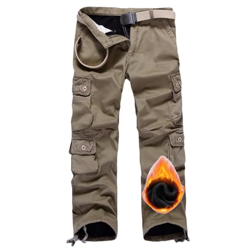 Softshell Trousers Fleece Trousers Multi Pockets Mens Thermal Cargo Combat Work Pants Autumn Winter Warm Tactical Pants