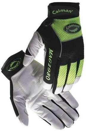 Mechanics Gloves, White/Hi-Vis Lime, S, PR