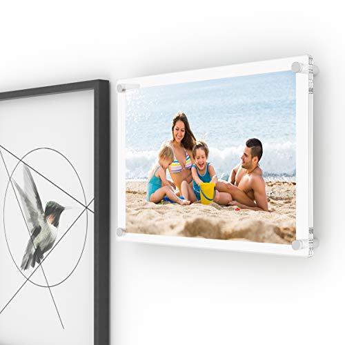 AITEE Acryl-Bilderrahmen, schwebend, 21,6 x 28,9 cm, transparente Fotorahmen, für Büro/Zuhause/Wohnzimmer – Bild 7