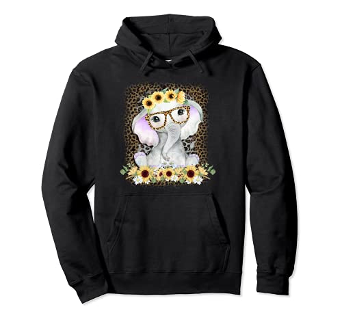 Elefante Girasol Lindo Elefante Amante Regalo Leopardo Sudadera con Capucha