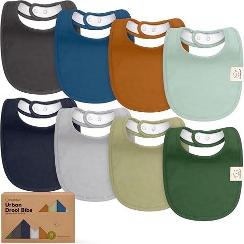 Image of KeaBabies 8-Pack Organic Baby Bibs for Drooling and Teething (Hunter) | Soft Cotton Bibs for Baby Girl, Boy, Extra Absorbent, Easy to Clean & Put On, Toddler, Newborn, Infant 0-24 Months
