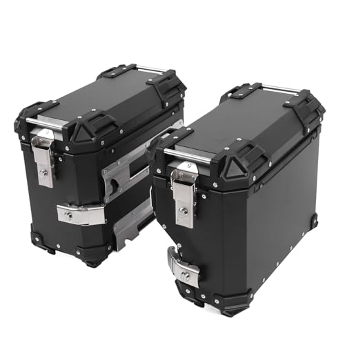 Hamwesh Coppia Valigie Laterali Universali per Moto, Capacità 35 Litri, Resistente all'Acqua, Lega di Alluminio, Borsa Laterale Rigida con Chiusura di Sicurezza, Adesivi Riflettenti per Bagagli Moto