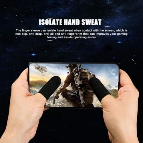 Image of TROXXON Thumb & Finger Sleeve for Mobile Game with Super Conductive Fiber Fabric, Anti-Sweat & Breathable for PUBG, Garena Free Fire, Rules of Survival, Knives Out (2 Pairs with Black Pouch)