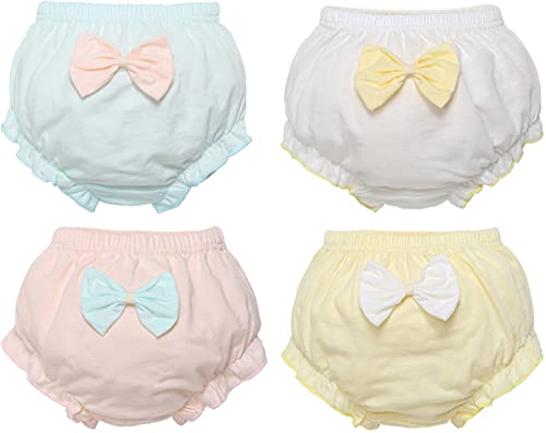 SEAUR Cotton Underwear Baby Girl Undies Breathable Bloomers Briefs Infant Toddler Panties Kids Ruffle Assorted Boxer Cute Diaper Covers 4 Pack 2-3T