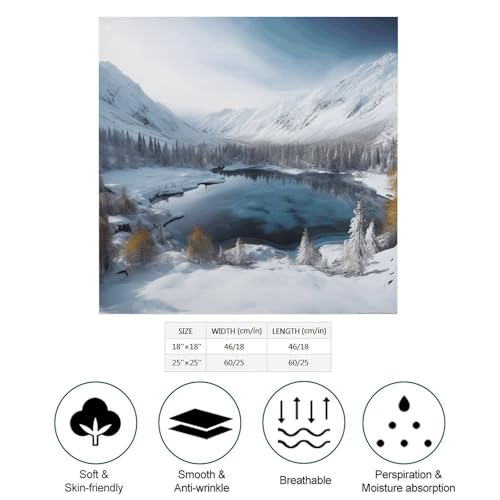 Women Square Head Scarf Boho Hair Scarf Winter Mountains Snow Scene Head Kerchief Woman Headband Satin Bandanas Fashion Neck Scarves Silk Headwear for Bag Hair Scarves Gift 18"×18"2